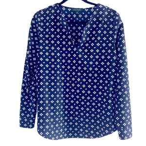 Ralph Lauren navy and white blouse